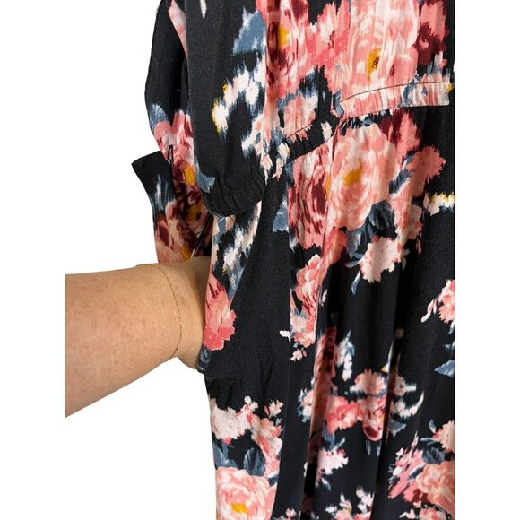 Torrid Dress 4X Pink Floral Mini Feminine Hi Lo Tropical Peasant Skater Hippie - Picture 10 of 16